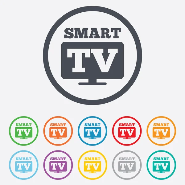 Widescreen Smart TV sign icon. Television set. — Stock Vector