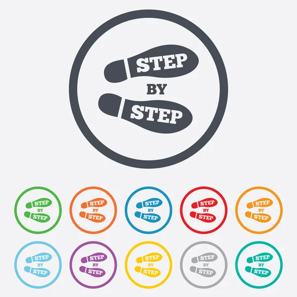 Ikona podepsat krok za krokem. stopa boty symbol. — Stockový vektor