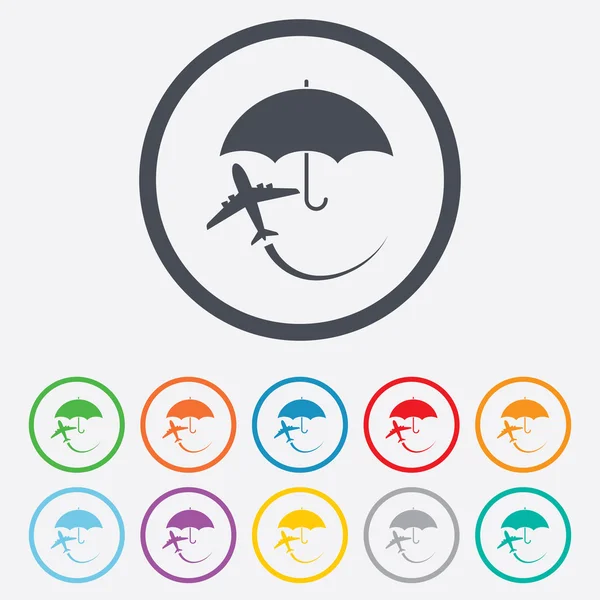 Flight insurance sign icon. Safe travel symbol. — Stock Vector