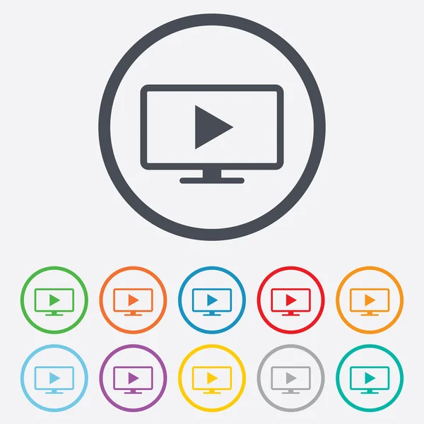 Icono de signo de modo de TV de pantalla ancha. Televisor . — Vector de stock