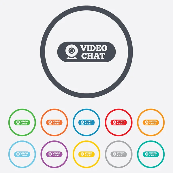 Icono de signo de chat de vídeo. Webcam charla de vídeo . — Vector de stock