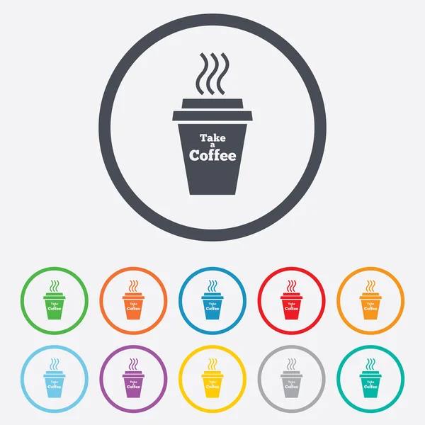 Neem een koffie teken pictogram. warme koffie beker. — Stockvector