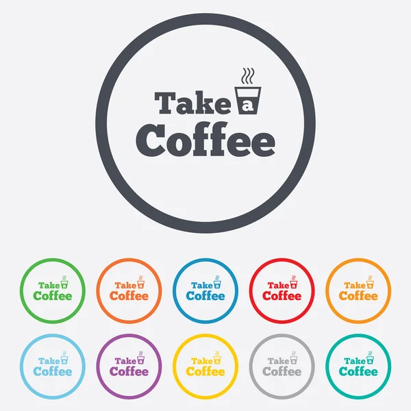 Weź ikona znak kawy. filiżanki gorącej kawy. — Wektor stockowy