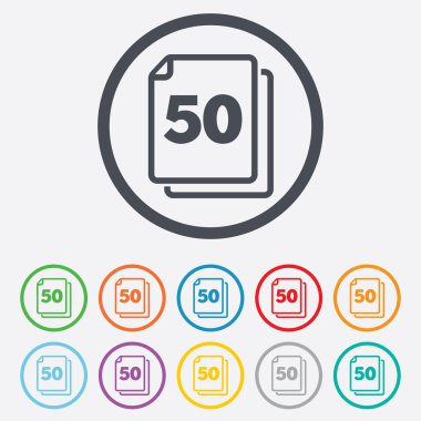 paketi 50 adet simge imzala. 50 kağıt simgesi.