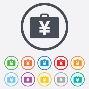 yen jpy işareti ile durum. Evrak Çantası'nı düğmesi.