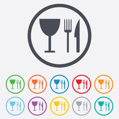 yer işareti simgesi. bıçak, çatal ve şenlikli.