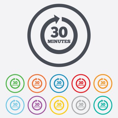 her 30 dakika işareti simgesi. tam dönüş oku.