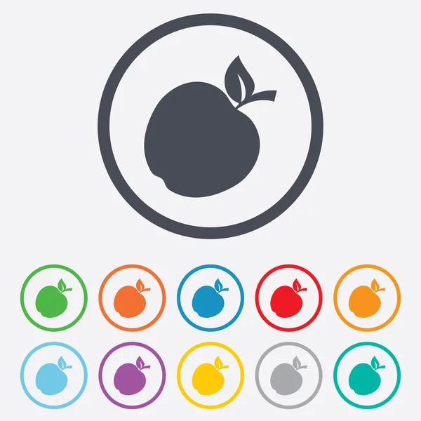 Icône de signe Apple. Fruit avec symbole de feuille . — Image vectorielle