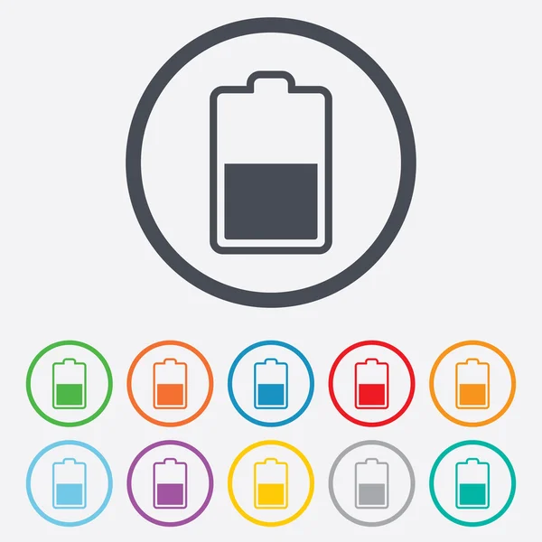 Batterie halb Ebene Zeichen Symbol. Niedriger Strom. — Stockvektor