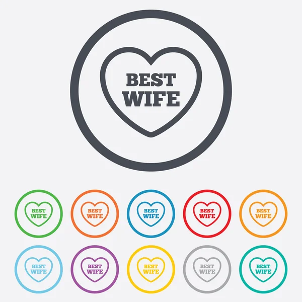 Best wife sign icon. Heart love symbol. — Stock Vector