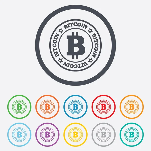Ikon tanda bitcoin. Simbol mata uang kriptografi - Stok Vektor