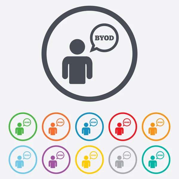Ikona znak BYOD. wnieść swój własny symbol urządzenia. — Wektor stockowy