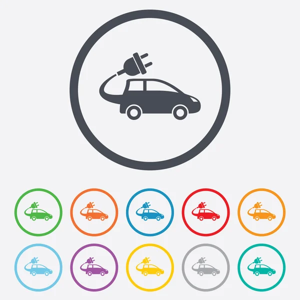 Elektrische auto teken pictogram. hatchback symbool. — Stockvector