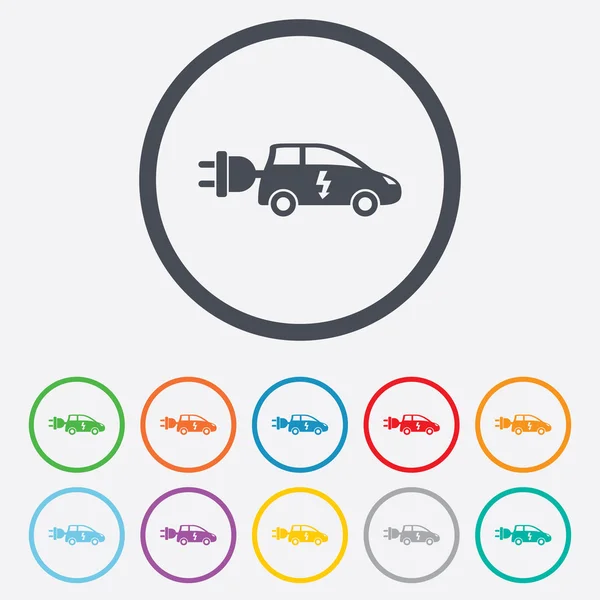 Elektrische auto teken pictogram. hatchback symbool. — Stockvector