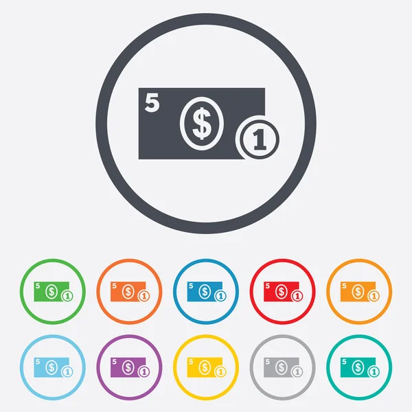 Icône de caisse. Dollar symbole de l'argent. Pièce de monnaie . — Image vectorielle