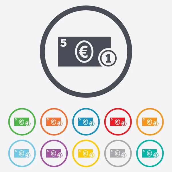 Contant geld teken pictogram. euro geldsymbool. munt. — Stockvector