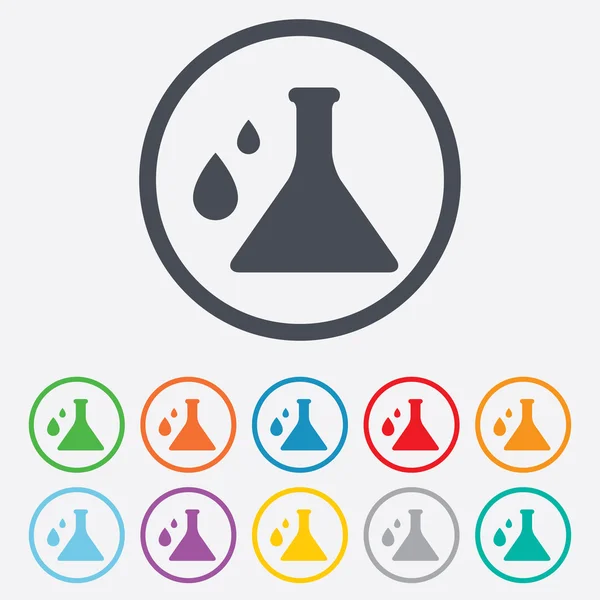 Chemie teken pictogram. Lamp symbool met druppels. — Stockvector