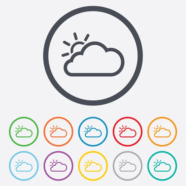 Cloud and sun sign icon. Weather symbol. — Stock Vector