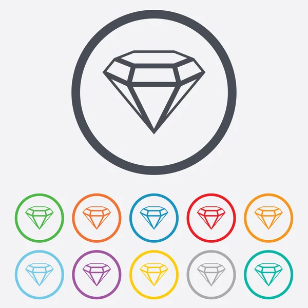 Icono de signo de diamante. Símbolo joyería. Piedra preciosa. — Vector de stock