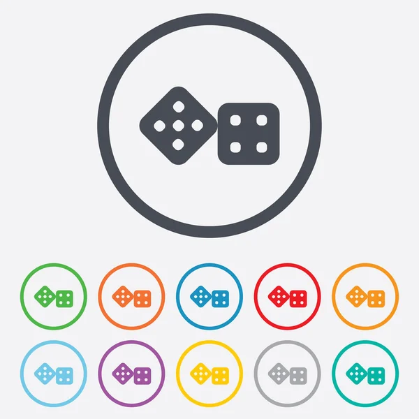 Dobbelstenen ondertekenen pictogram. Casino spel symbool. — Stockvector