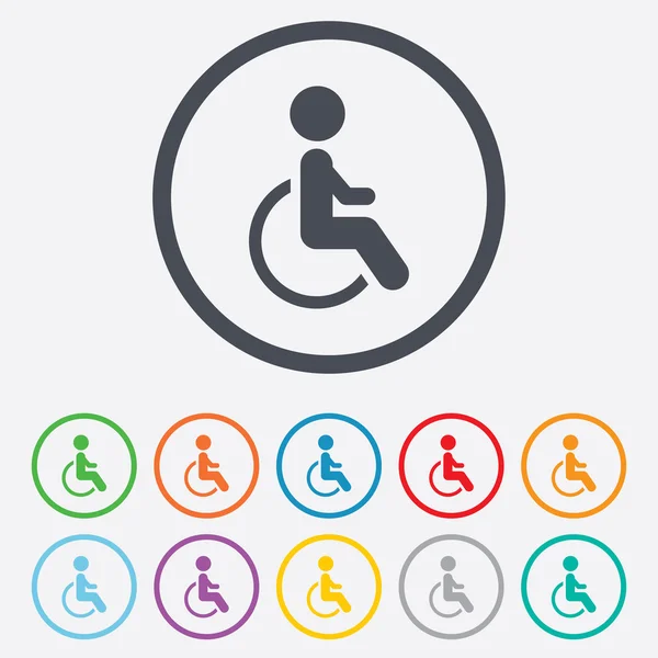 Handicap teken pictogram. mens op rolstoelsymbool. — Stockvector