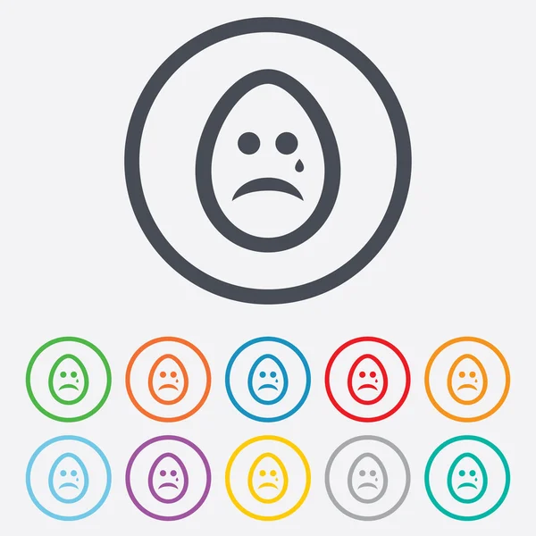 Sad egg face with tear sign icon. Crying symbol.
