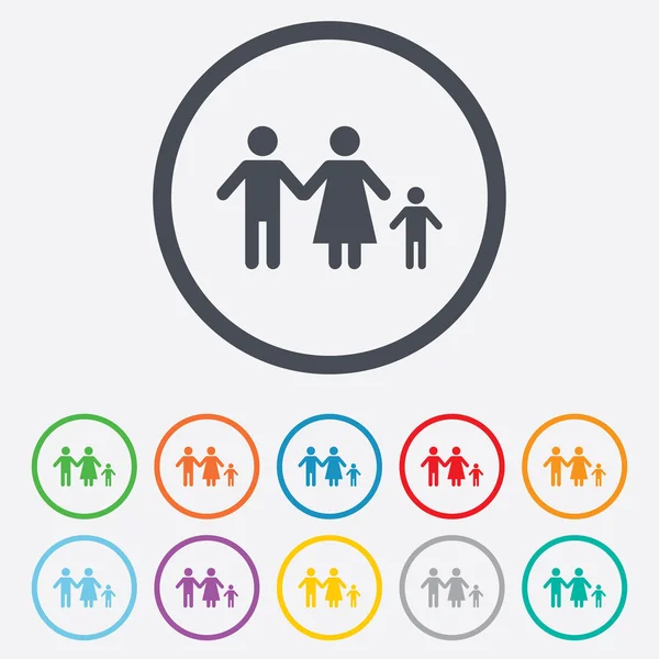 Complete family with one child sign icon. — Stock Vector