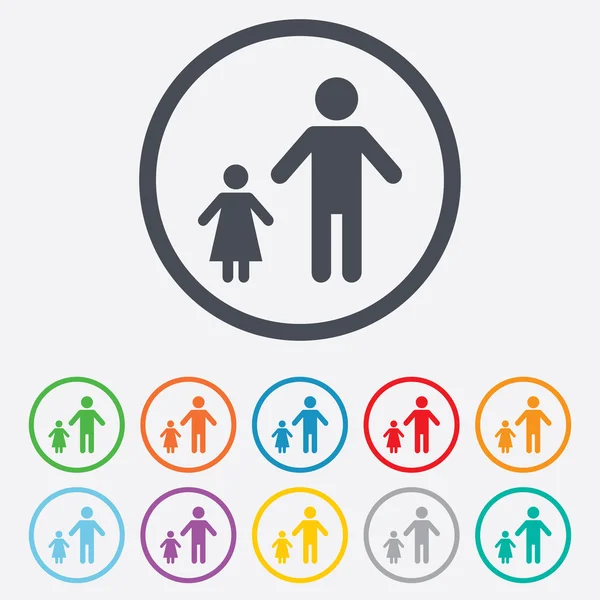 One-parent family with one child sign icon. — Stock Vector