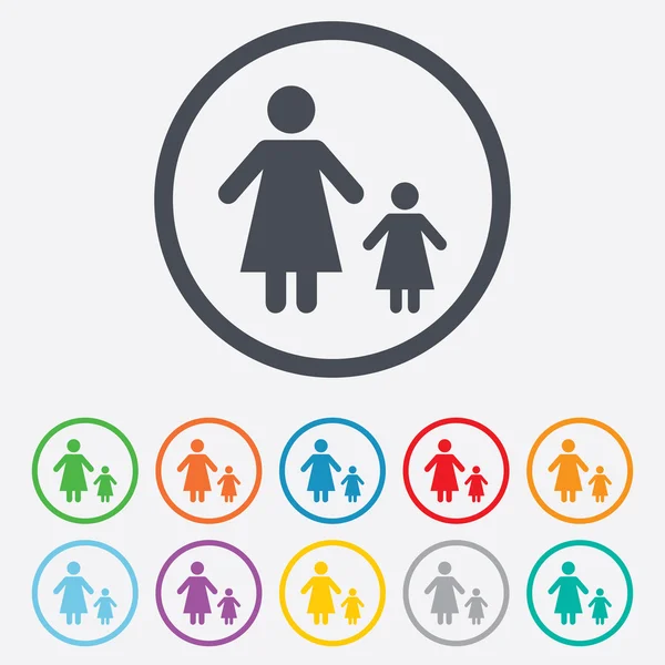 One-parent family with one child sign icon. — Stock Vector