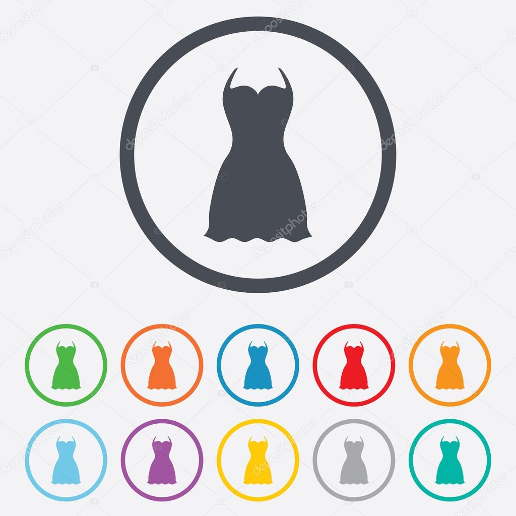 Woman dress sign icon. Elegant clothes symbol.