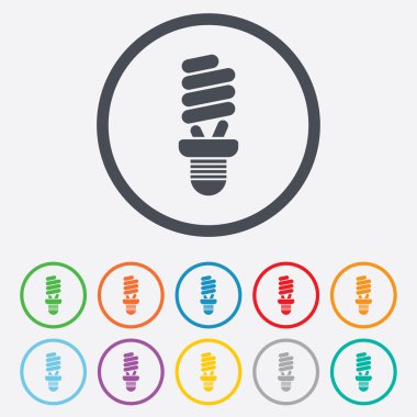 Floresan lamba ampul işareti simgesi. enerji tasarrufu.