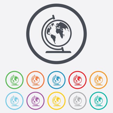 Küre işareti simgesi. Dünya harita Coğrafya sembolü.