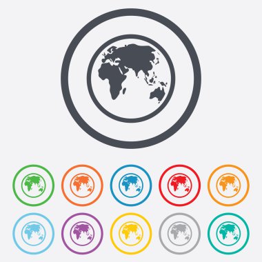 Küre işareti simgesi. Dünya harita Coğrafya sembolü.