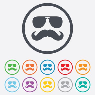 Bıyık ve gözlük işareti simgesi. hipster sembolü.