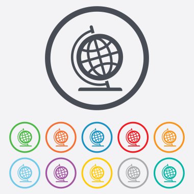 Küre işareti simgesi. Coğrafya sembolü.