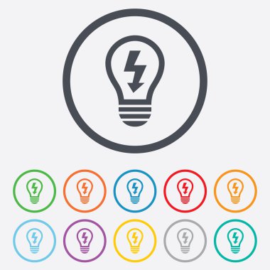 ışık lamba işareti simgesi. Yıldırım sembolü ile ampul