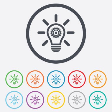 ışık lamba işareti simgesi. ampul dişli simgesiyle.