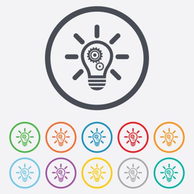 ışık lamba işareti simgesi. ampul dişli simgesiyle.