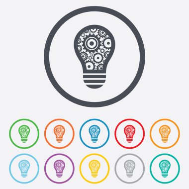 ışık lamba işareti simgesi. ampul dişli simgesiyle.