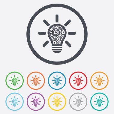 ışık lamba işareti simgesi. ampul dişli simgesiyle.