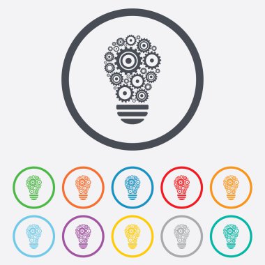 ışık lamba işareti simgesi. ampul dişli simgesiyle.