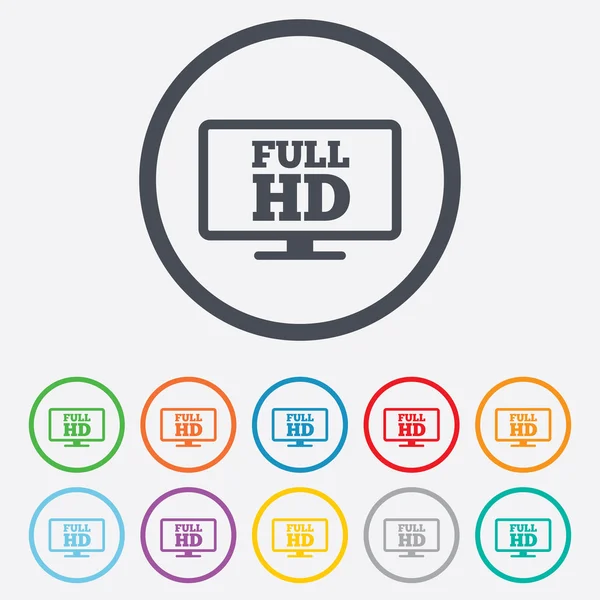 Full hd widescreen tv. Simbolo ad alta definizione . — Vettoriale Stock
