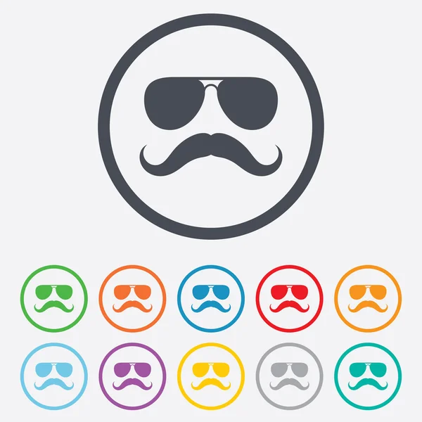 Moustache et lunettes signent l'icône. Symbole Hipster . — Image vectorielle