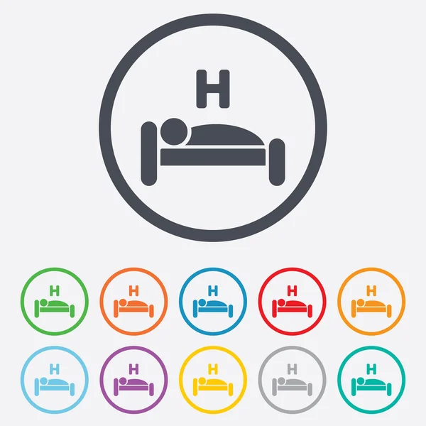 Icona del cartello dell'hotel. Posto di riposo. Simbolo dormiente . — Vettoriale Stock