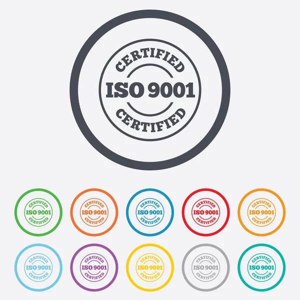 ISO 9001 certifierad tecken. certifiering stämpel. — Stock vektor