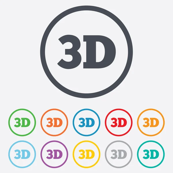 3D işareti simgesi. 3D yeni teknoloji sembolü. — Stok Vektör