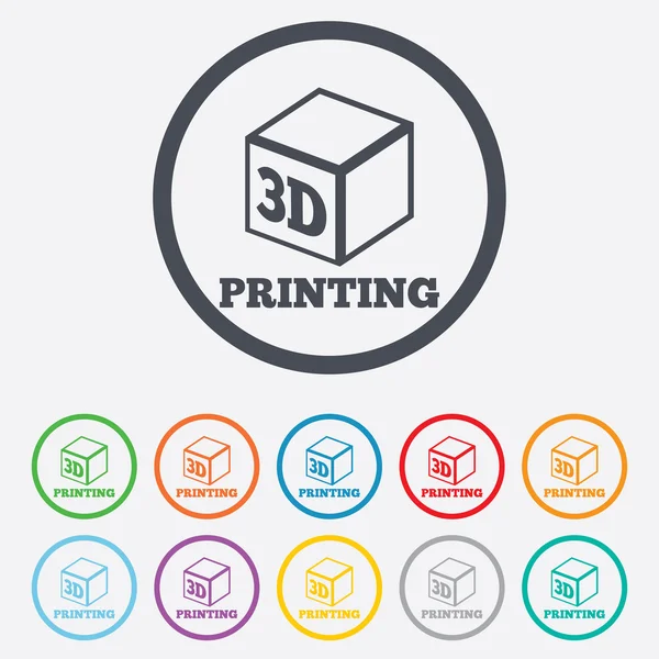 3D Print sign icon. 3d cube Printing symbol. — Stock Vector