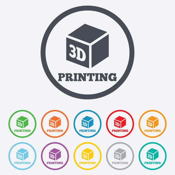 3D Print sign icon. 3d cube Printing symbol. — Stock Vector