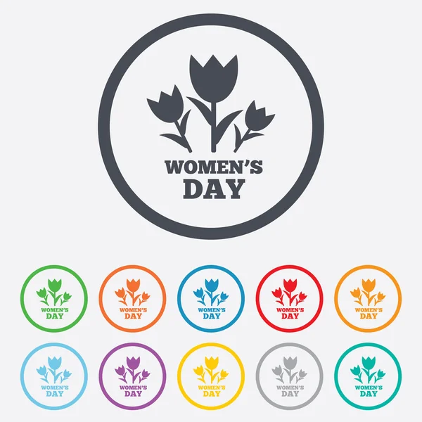 8 March Womens Day sign icon. Flowers symbol. — Stock Vector