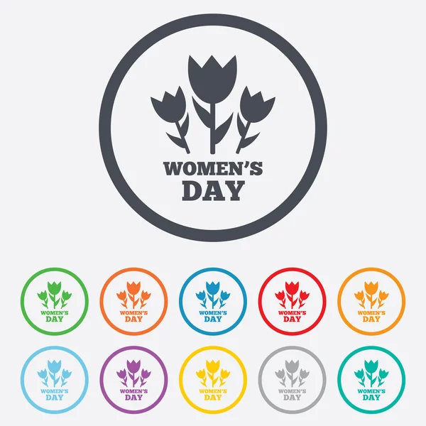 8 March Womens Day sign icon. Flowers symbol. — Stock Vector